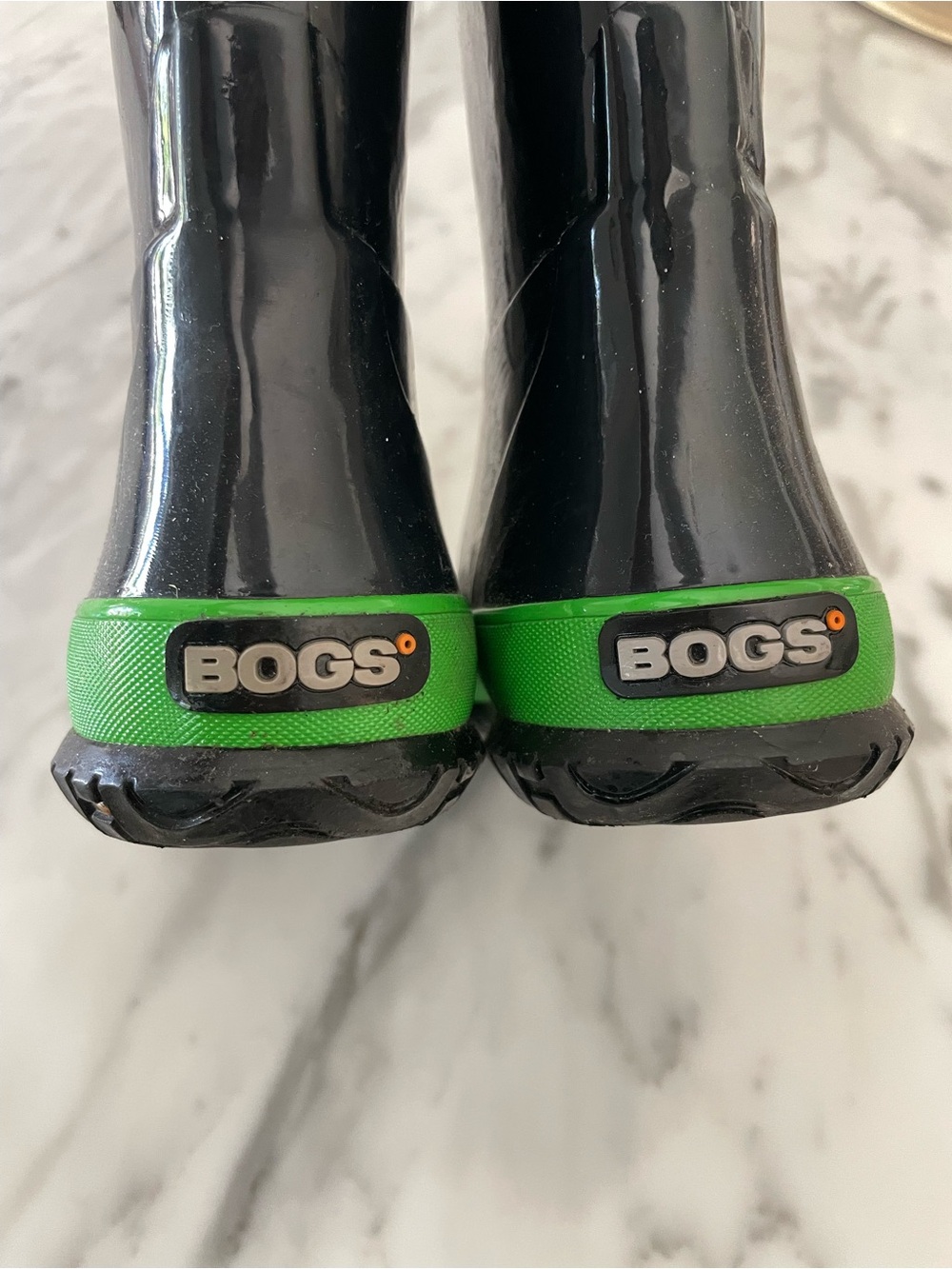 Bogs Kids Rain Boots Navy Blue Lime Green Size 12 - Picture 5 of 8